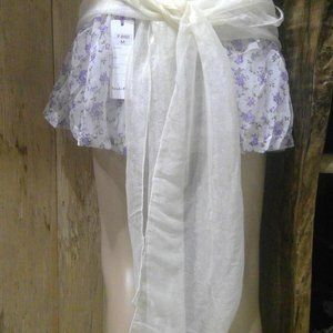 Paradis Miss Girls Mini Skirt L Cream Floral Print Belted Petite Fit 100% Poly